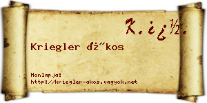 Kriegler Ákos névjegykártya