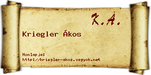 Kriegler Ákos névjegykártya